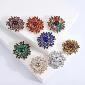 Fashion Multi Color Crystal Rhinestones Large Flower Brooch for Women Jewelry Exaggerated Retro Brooch Pin (KBL121)