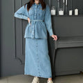 Boutique Wholesale 2026 Autumn New Fashion Vintage Washed Casual Denim Shirt Half Skirt Women's Set
