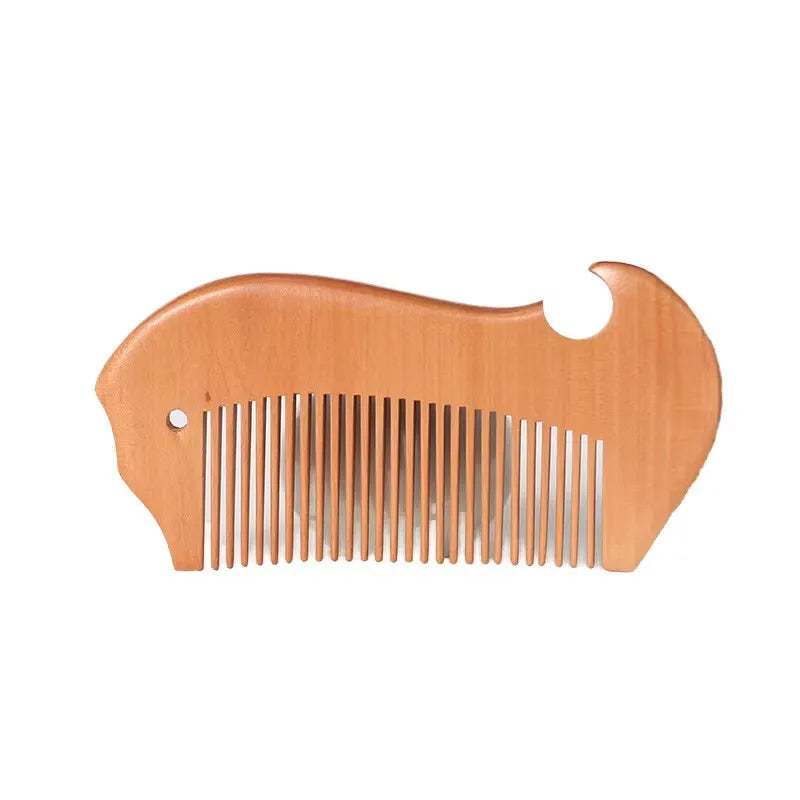 FX-HT35 Wholesale Customizable Portable Fashion Peach Wood Hair Straightener Comb Classic Durable Hair Styling Tool
