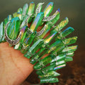 2025 Buy in Bulk Colorful Green Moon Wicca Wizard Crown Hairband Green Hairband Crystal Comb Brides Hair Combs