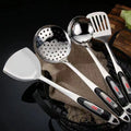 Premium 4 PCS Stainless Steel Kitchen Utensils Set Metal Spatula Colander Ladle Frying Spatula Tool Set for Cooking