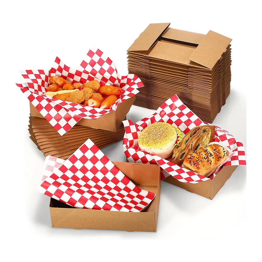 Kraft Paper Food Tray Disposable Cardboard with Wrapping