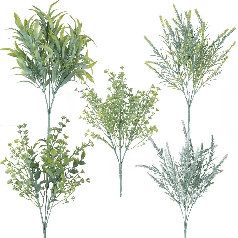 Hot Sale 7 Forks Grass Artificial Green Plant for Grass Wall Decoration