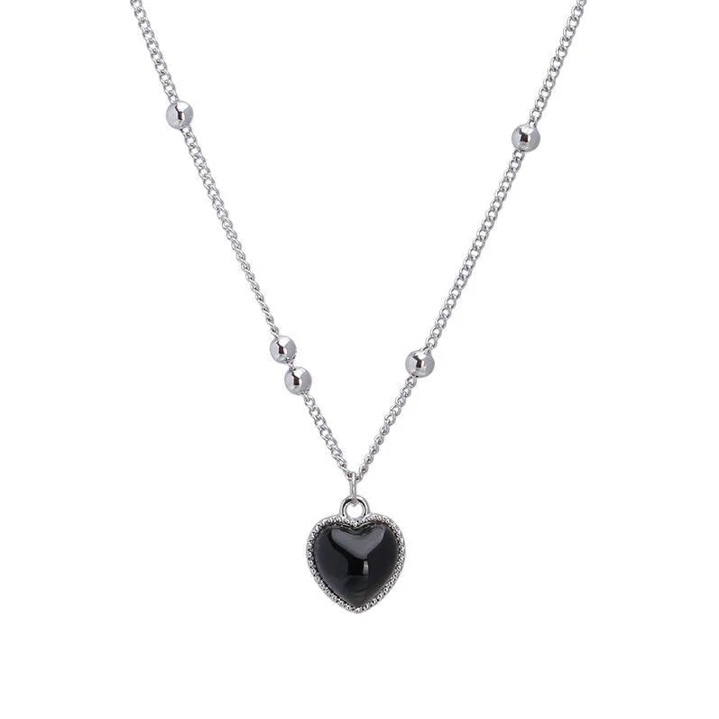 Colorful Changing Heart Pendant Necklaces for Women Girl Temperature Control Color Change Clavicle Chain Romantic Fashion