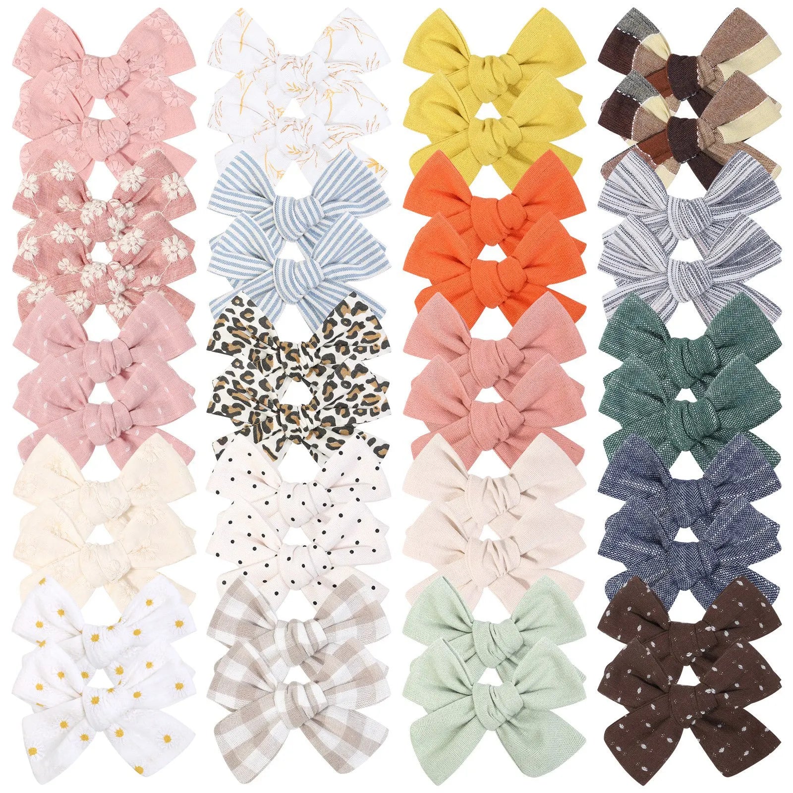 MIO Spring New Handmade Kids Hair Bow Barrettes Cotton Full Lined Hairpin Flower Print Alligator Clips Baby Girls Bow Hair Clip