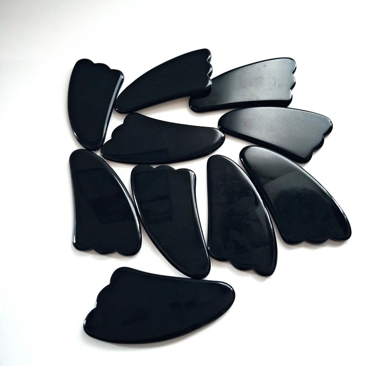 2025 Factory Price Natural Hand Made Black Obsidian Gua Sha Customized