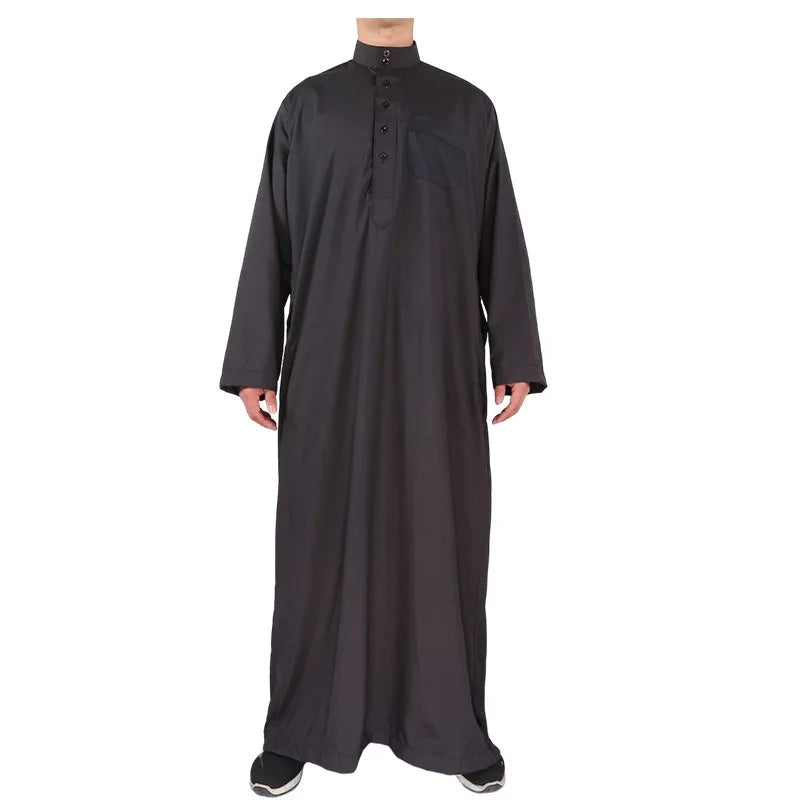 Muslim Men Long Sleeve Thobe Middle East Saudi Arab Kaftan Islamic Abaya Dress Dubai Robes
