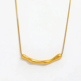 Joolim Stainless Steel Jewelry 18K Gold Plated Bamboo Pendant Snake Chain Necklace Dainty Necklace