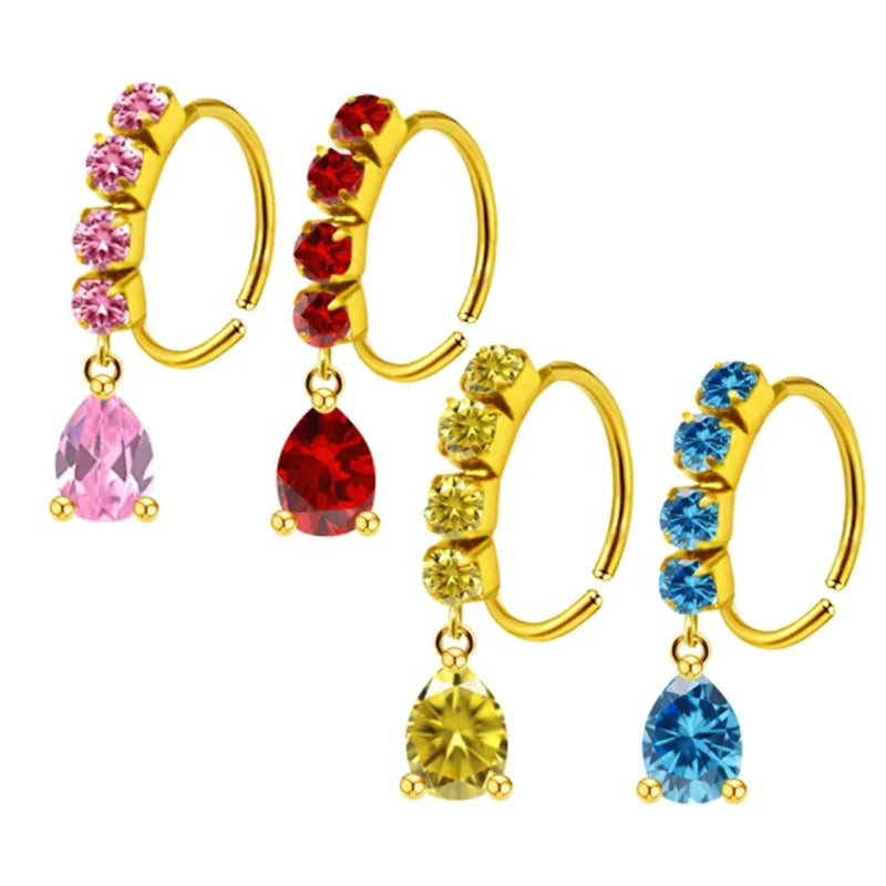 Gaby New Nose Piercing Bulk Stainless Steel Nose Hoops Hoop Teardrop Dangling Nose Rings Wholesale Piercing Jewelry