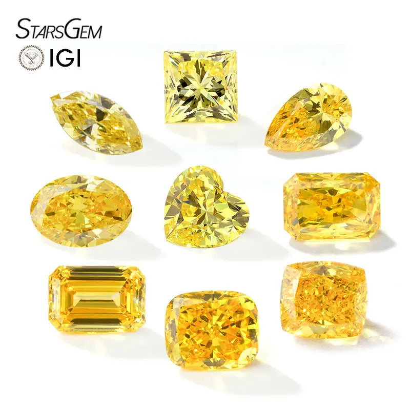 Starsgem 1.00ct Fancy Shape Loose Lab Created Diamonds Certified Yellow Lab Grown Diamond