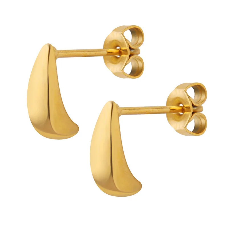 Minimalist Water Drop Earrings Stainless Steel Gold and Silver Simple Bead Stud Earrings Hypoallergenic Fashion Earrings