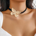 2024 Fashion Jewelry Metal butterfly Collar Pull Choker Simple Wax Thread Long Tassel 18k Gold Plated butterfly Pendant Necklace