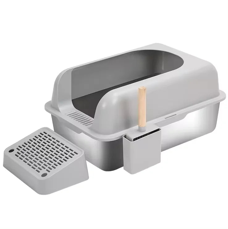 Pet Supplies Factory Wholesale New Arrival With Handles Foot-Board Scoop Portable Luxury Stainless Steel Cat Litter Box