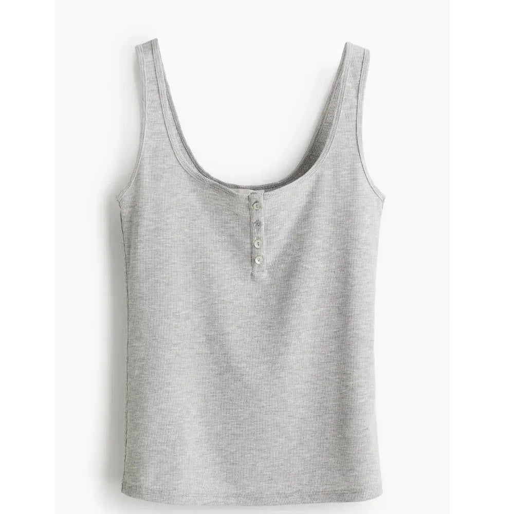 Wholesale Custom Narrow Trim Ribbed Button-top Tank Top for Women