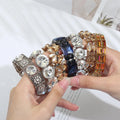 Ready to Ship New Exaggerated Thick Bracelet Fashion Glass Stone Bracelet Delicate Crystal square Zircon Bracelet for Women