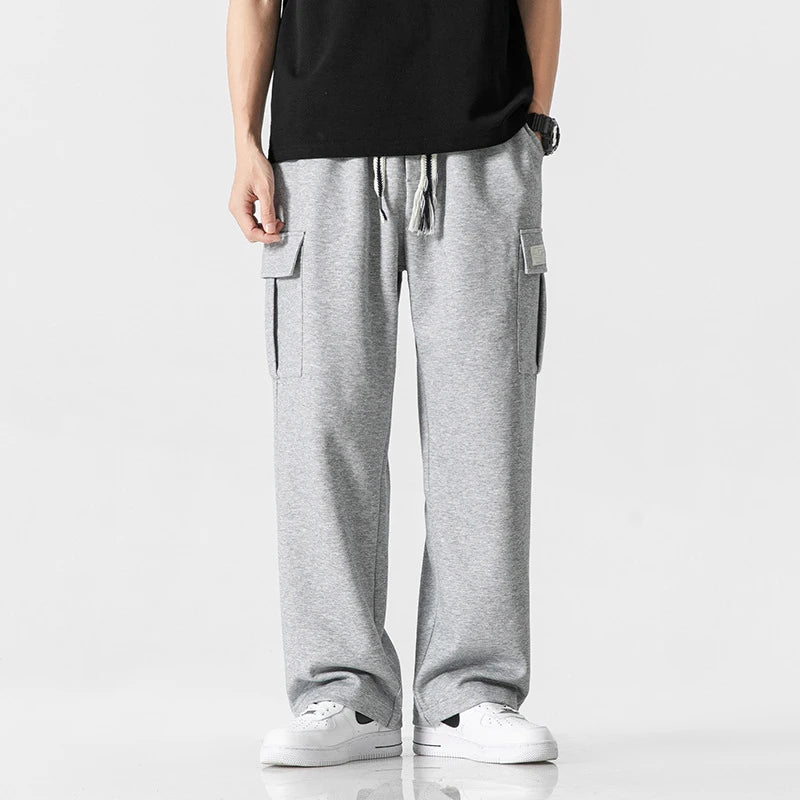 Men's Lightweight Casual Baggy Oversized Loose Cargo Track Sweatpants with Elastic Waist and Pockets Polyester/Cotton Blend