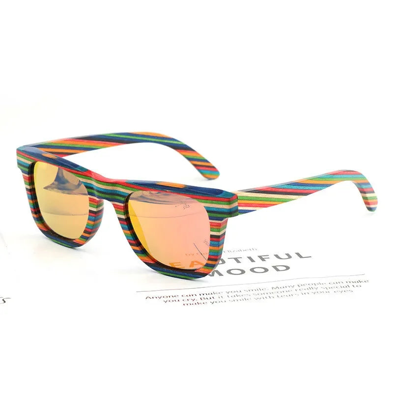 GWTNN Okulary Przeciwsloneczne Fashion Skateboard Polarized Women Mens New Wooden UV400 Wood Bamboo Sunglasses