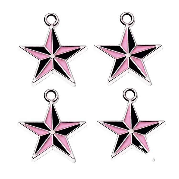 Die Casting Earring Accessory Enamel Charms Handmade Star logo Mini Pendant Tags for Necklace Fiiting