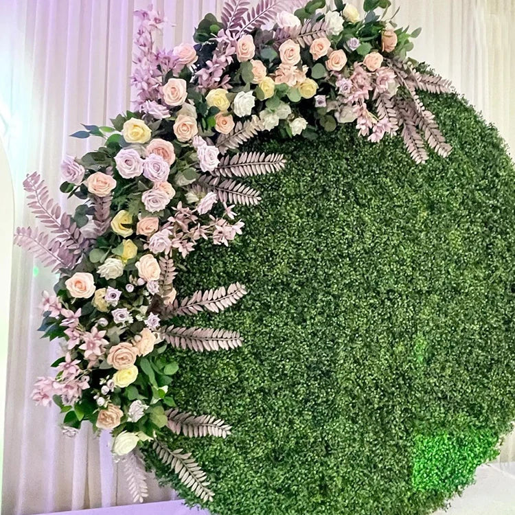 Decoration Supplies Lawn Restaurant Artrificial Party Grass Wedding Backdrop Round Green Grass Wall