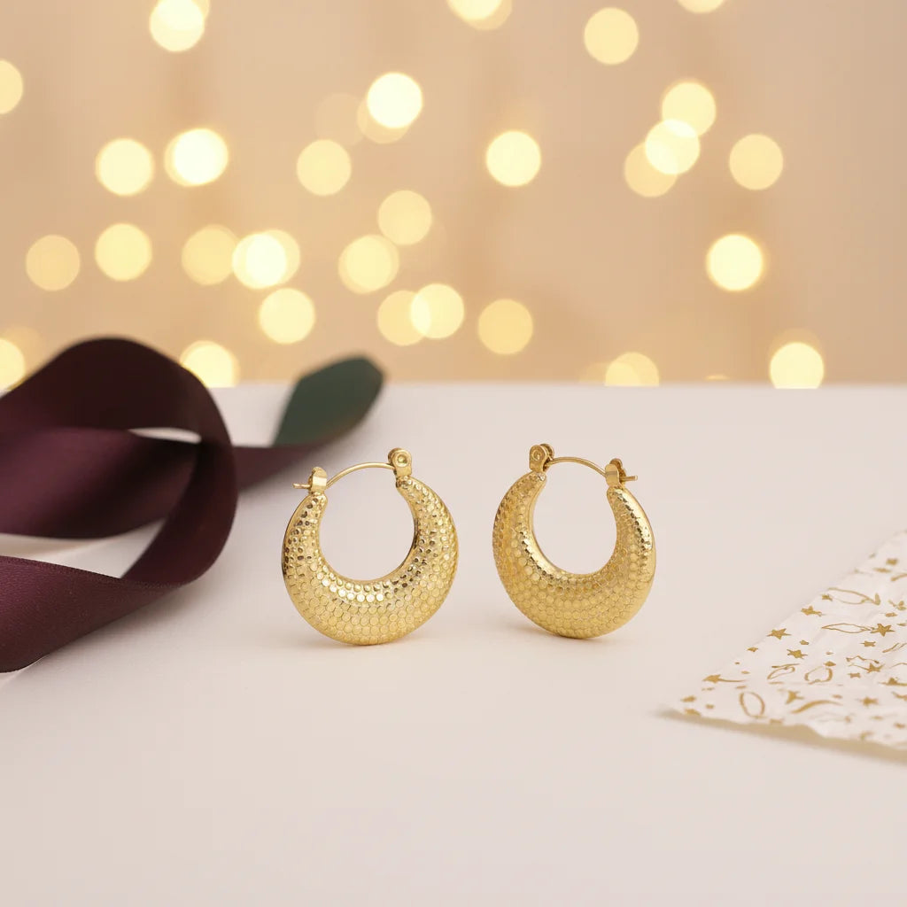 PVD 18K Gold Plated Trendy Hoop Earrings Lead Nickel Free 316 Stainless Steel Huggie Twist Earrings Jewelry for Women Gift