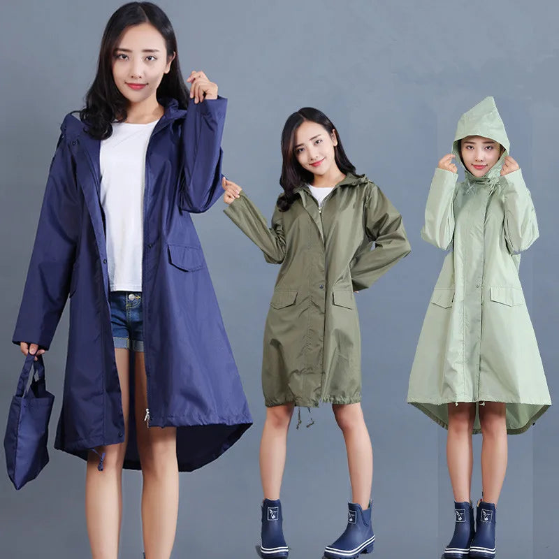 Kmooliistory Women's Polyester Waterproof Hiking Tour for Raincoat Hooded Single-Person Outdoor Fashion
