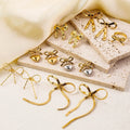 BOXUAN Heart-shaped  Mirror Tassel Stainless Steel Earrings Plated with 18K Gold Plating Bow Titanium Steel Earrings