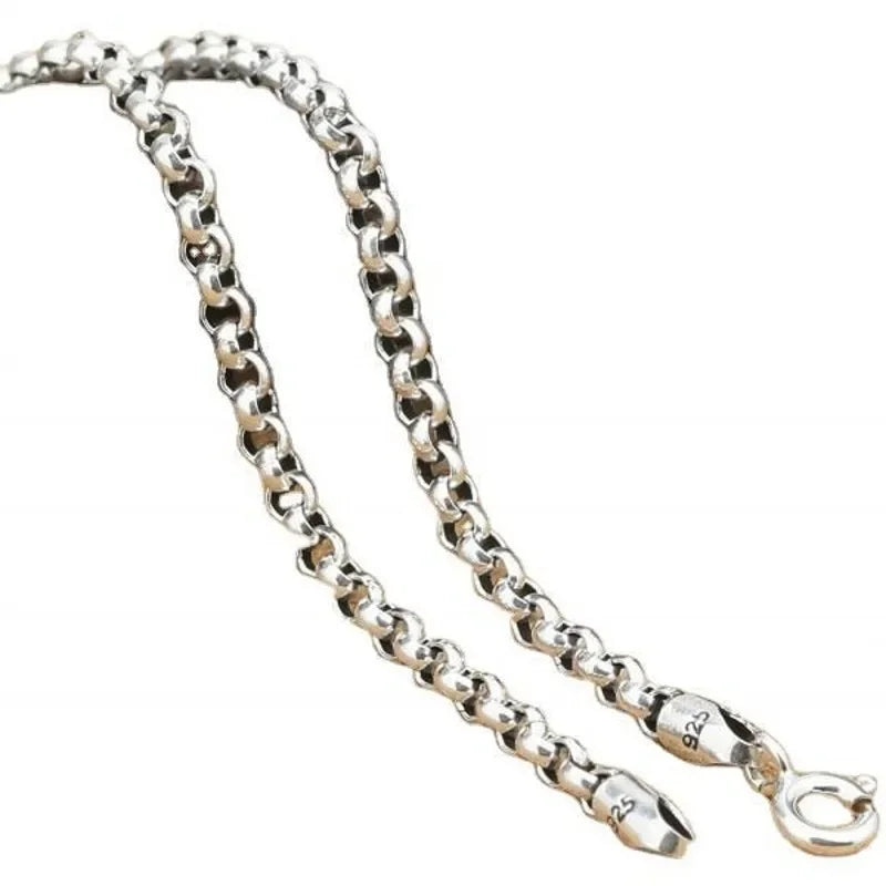BOCAI  100% Real S925 Pure Silver Necklace 3MM Circle 925 Silver Chains for Men and Women Thai Silver Jewelry for All