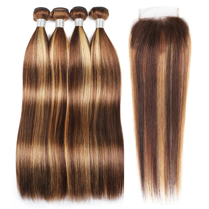 Cuticle Aligned Raw Unprocessed Virgin  Hair Silky Straight Brazilian Hair Bundles With Frontal
