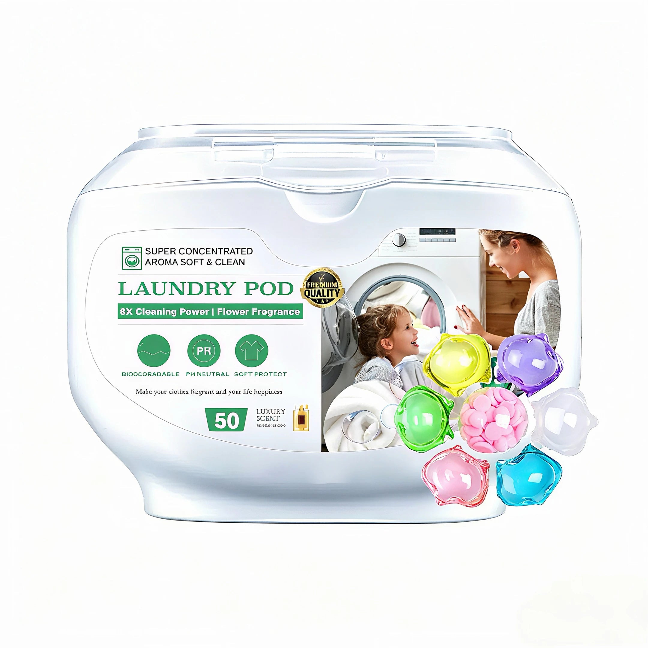 50pcs Per Box Washing Ball Machine Liquid Laundry Detergent Pod Lasting Fragrance 7in 1 Laundry Detergent Pods