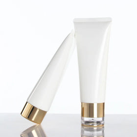 100ml Empty White Packaging Plastic Cosmetic Tube with Gold Lid for Facial Cleanser Cosmetic Hand Cream Lotion