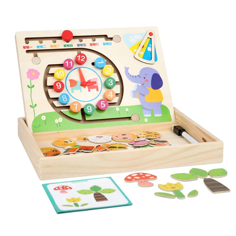 Children's Wooden Clock Block Toys Multi-Functional Logical Thinking Training ParentChild Games Montessori Educational Kids Toys