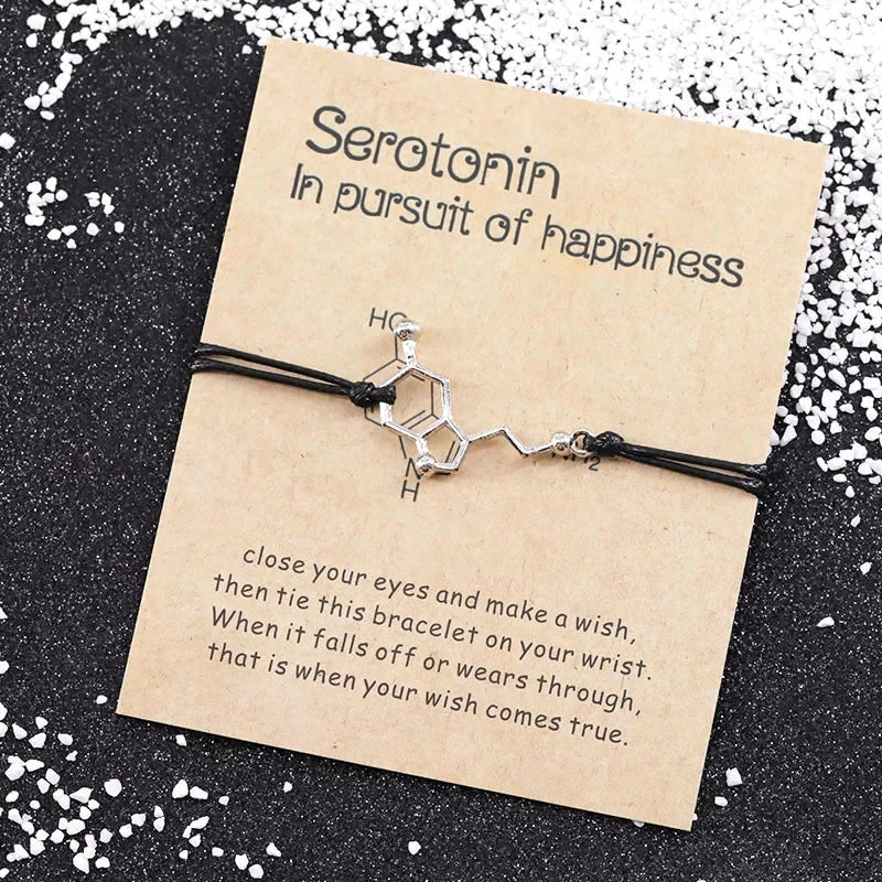 Serotonin Conical Flask Chemical Molecular Wish Bracelets 5 HT Bangle Hormone Molecules Mental Health Chemistry DNA Bracelet