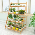 Balcony Indoor Garden Household Foldable Shelf Flower Pot Rack Bamboo Multi-layer Plant Stand