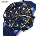 MEGIR Men Watch 2121 Silicone Band Waterproof Quartz Watches Man Luxury Sport Small Three Needle Relojes Hombre