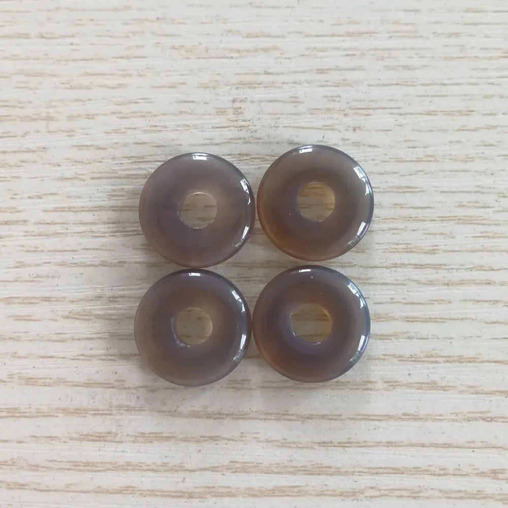 HZ Natural Gemstone Grey Agate Round Donut Shape Pendants Necklace Materials Classic Jewelry Party Gift