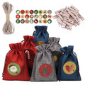 Hot Sale Jute Fabric Advent Calendar Christmas Countdown Hanging Gift Bag with Felt Cloth Candy Bag