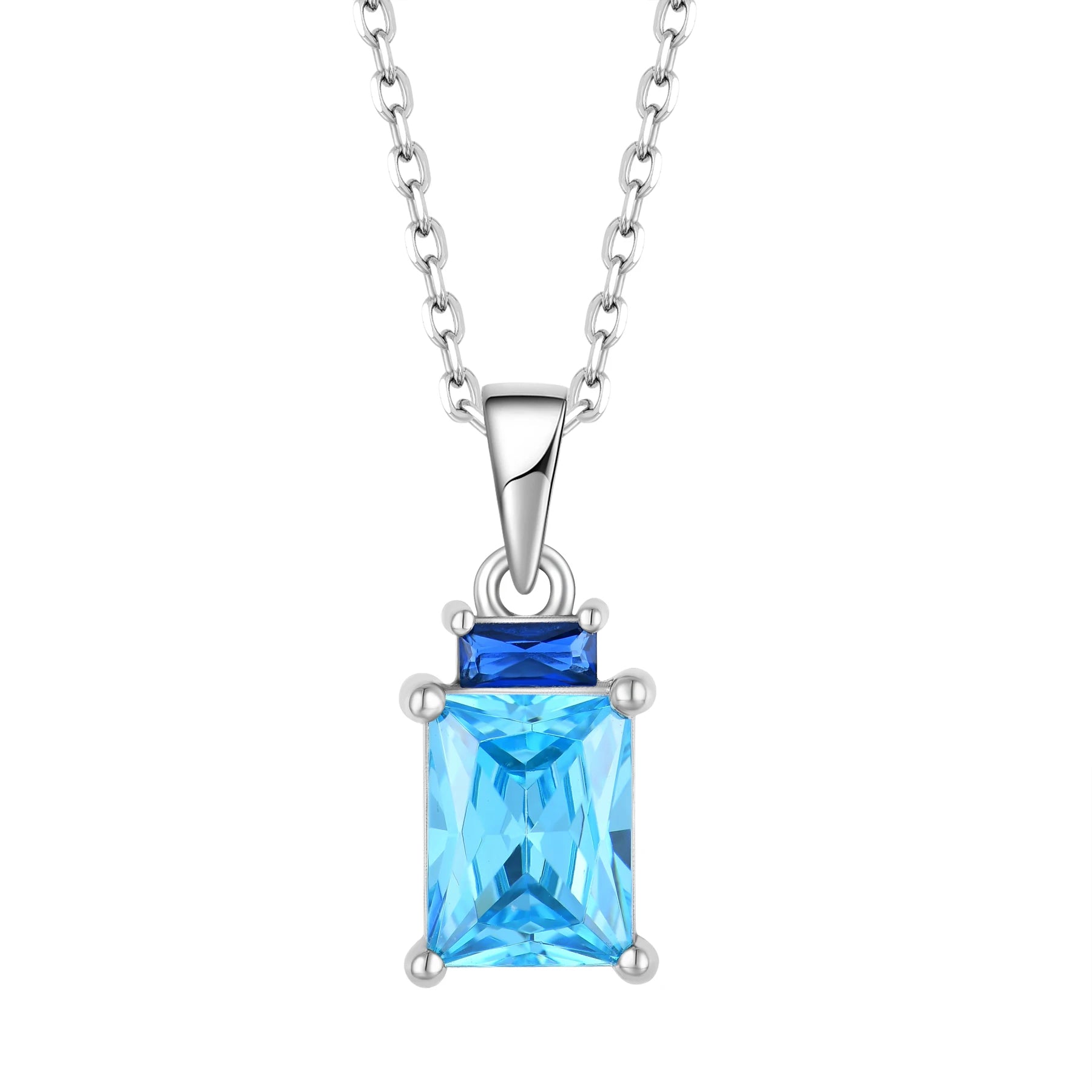 Qx Fine Jewelry Cubic Zirconia 925 Sterling Silver Rhodium-Plated Crystal Women's Fashion Pendant Necklace Chain Necklace Gift