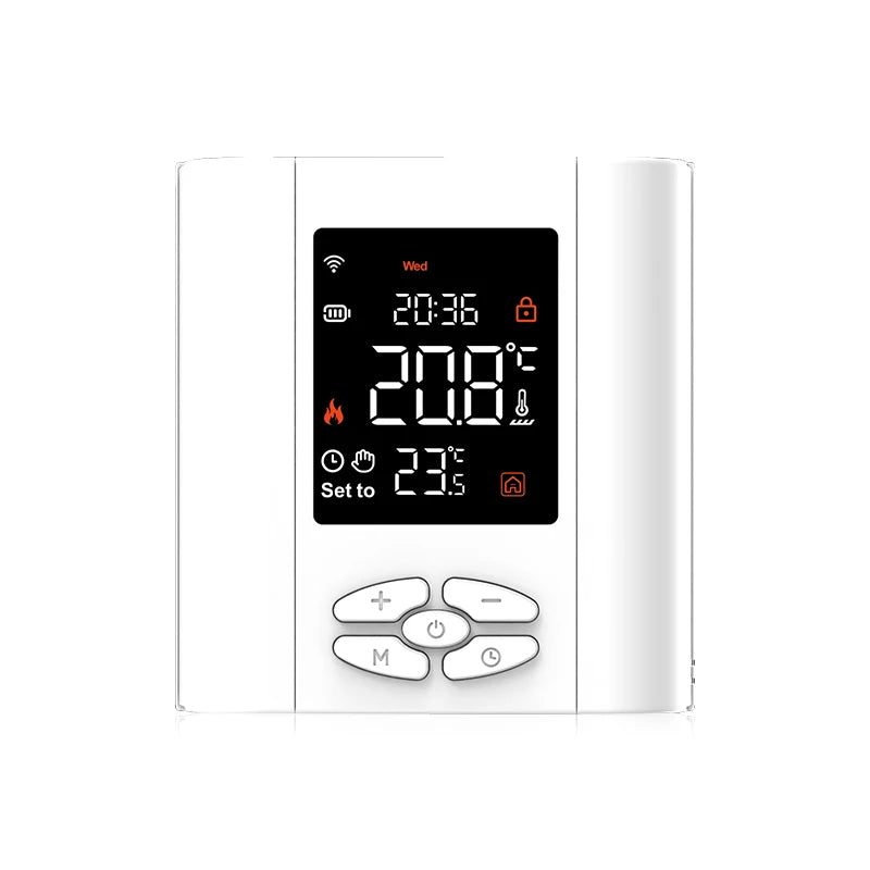 Smart WiFi Water Heating Boiler Thermostat Floor Heating VA Screen 3V Battery Powered Dry Contact Signals Apartment Use