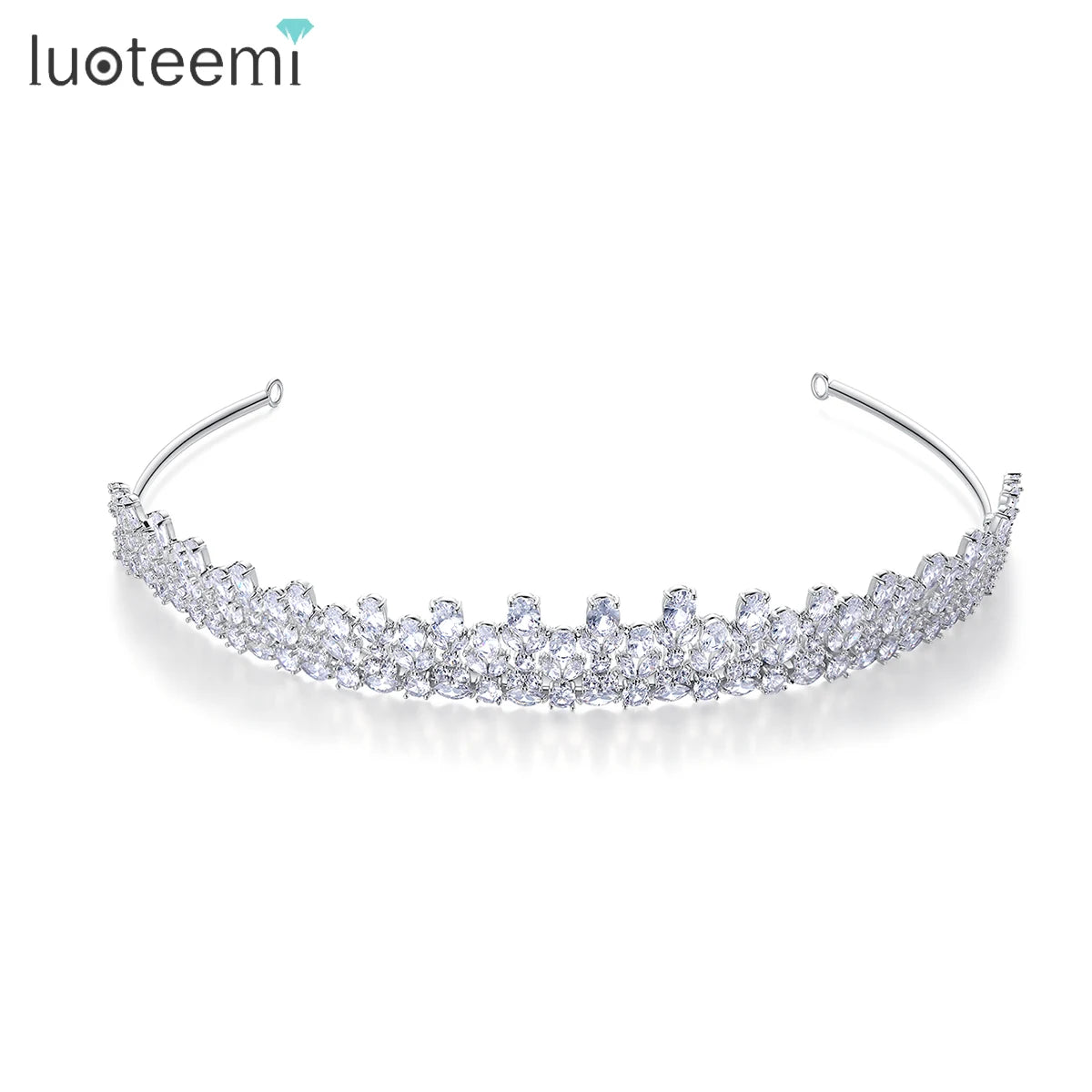LUOTEEMI Large Wedding Tiara and Crown Flower Girl Zircon Pin New Crystal Bridal Wholesale Hair Accessory