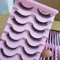 Natural Faux Mink Handmade Eyelash Strips Wholesale Fox Cat Eye Lashes Full Strip Lashes Thin Clear Band Natural Long Black