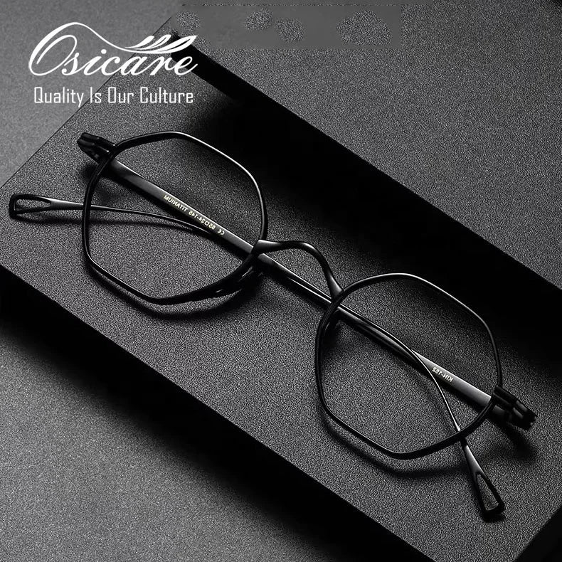 High End Quality Polygon Vintage Optical Designer logo Eyeglasses Titanium Gentleman Prescription Glasses Eyewear Frames for Men