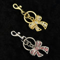 Sparkly Gold Plated Color Rhinestone Bow Tie Bow Keychains Purse Bag Charms for Women Glitter Crystal Diamonds Bowknot Keychain
