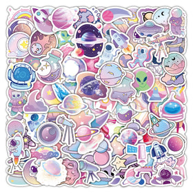 100Pcs Cartoon Purple VSCO Starry Sky Graffiti Stickers for Book Bedroom Wall Vinyl Astronaut Universe Star Sticker