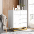 Modern Unique Design Drawer Chest with Metal Legs White 5 Drawer Nightstand for Bedroom