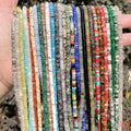 AsVrai U  Natural Stone Colorful Sea Sediment Jaspers Beads Flat Round Loose Beads for Jewelry Making DIY Bracelet Accessories