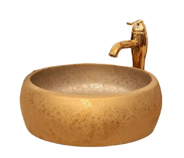 2022 Europe new popular ceramic wash basin designs gold toilet basin bathroom golden sink