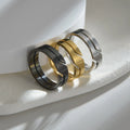 Wholesale Men Stainless Steel Jewelry 316L PVD Gold Plating Wedding Rings Geometric Promise Couple Ring