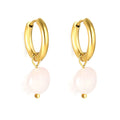 Fashion Jewelry Accessories Hypoallergenic Stainless Steel 18K PVD Gold Plated Natural Stone Dangle Huggie Hoop Earrings