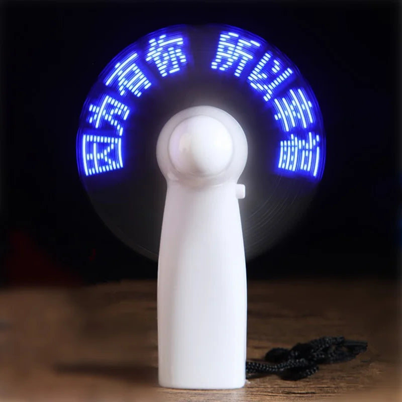 Party Favour Led Message Fan Summer Gifts Programmable Led Message Handheld Fan Led Custom Message Fan for Travel Office Outdoor