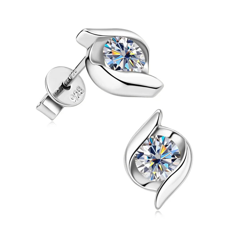 Fashion Jewelry Grade D Moissanite Diamond Stud Earrings 925 Sterling Silver 0.5+0.5ct Moissanite Earrings Women